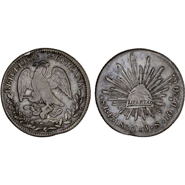 MEXICO: Republic, AR 8 reales (26.74g), San Luis Potosi, 1830-Pi, F-VF