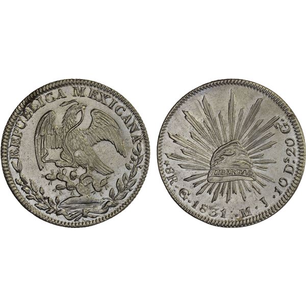 MEXICO: Republic, AR 8 reales (26.84g), 1831-Go, XF