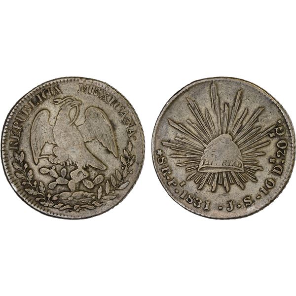 MEXICO: Republic, AR 8 reales (26.80g), San Luis Potosi, 1831-Pi, VF