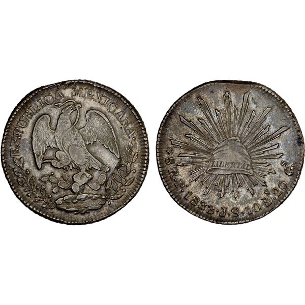 MEXICO: Republic, AR 8 reales (26.98g), San Luis Potosi, 1833-Pi, XF-AU