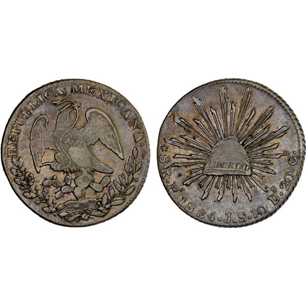MEXICO: Republic, AR 8 reales (26.88g), San Luis Potosi, 1834-Pi, XF