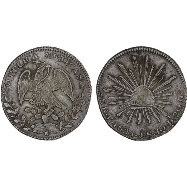 MEXICO: Republic, AR 8 reales (26.83g), San Luis Potosi, 1834-Pi, VF