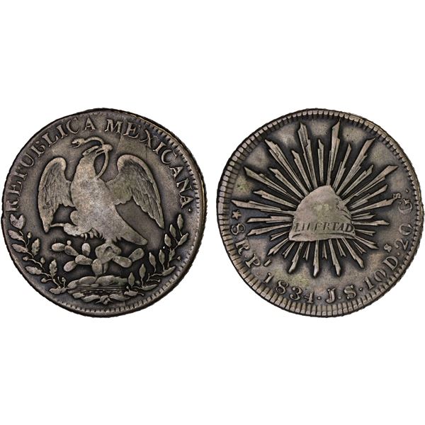 MEXICO: Republic, AR 8 reales (26.57g), San Luis Potosi, 1834-Pi, F-VF