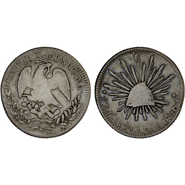 MEXICO: Republic, AR 8 reales (26.68g), San Luis Potosi, 1834/3-Pi, Fine