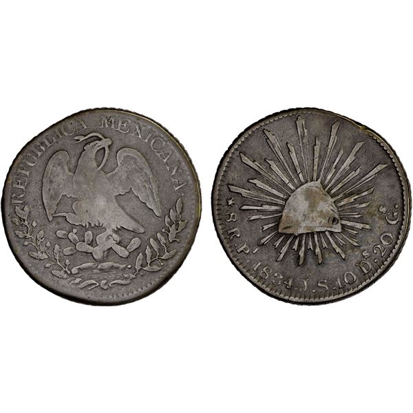 MEXICO: Republic, AR 8 reales (26.32g), San Luis Potosi, 1834/3-Pi, VG-F