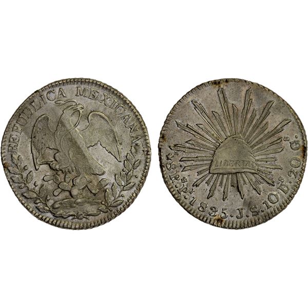MEXICO: Republic, AR 8 reales (26.86g), San Luis Potosi, 1835-Pi, Choice XF
