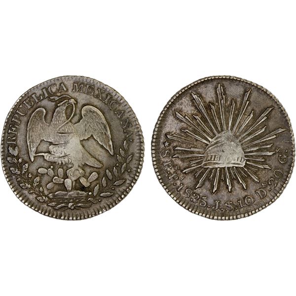 MEXICO: Republic, AR 8 reales (26.95g), San Luis Potosi, 1835-Pi, XF