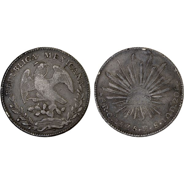 MEXICO: Republic, AR 8 reales (26.70g), Guadalajara, 1835-Ga, VF