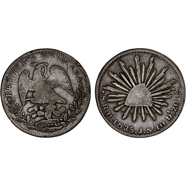 MEXICO: Republic, AR 8 reales (26.17g), San Luis Potosi, 1835-Pi, Fine