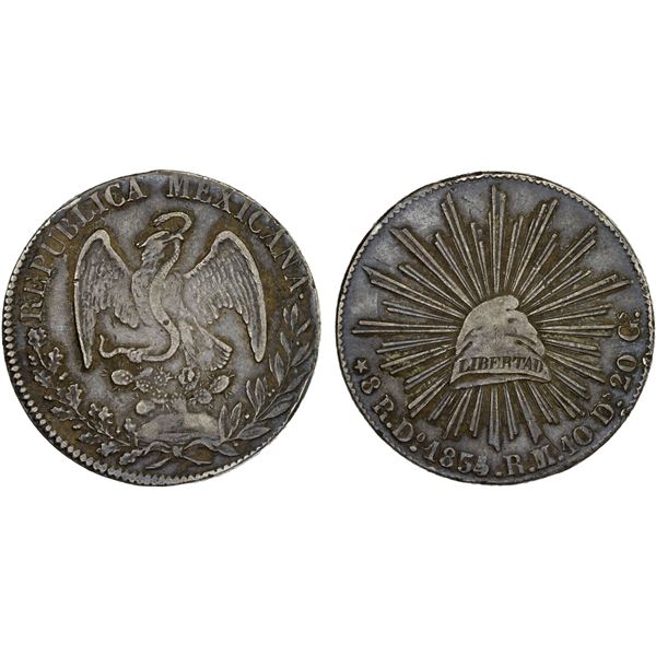 MEXICO: Republic, AR 8 reales (26.23g), 1835/4-Do, VF