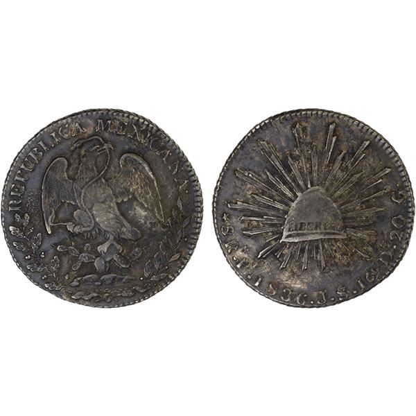 MEXICO: Republic, AR 8 reales (27.02g), San Luis Potosi, 1836-Pi, XF-AU