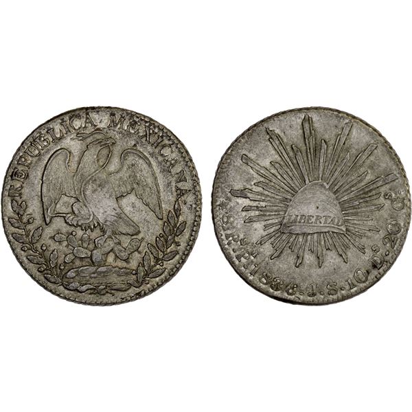 MEXICO: Republic, AR 8 reales (26.93g), San Luis Potosi, 1836-Pi, VF-XF