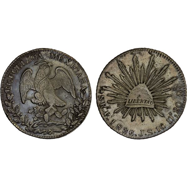 MEXICO: Republic, AR 8 reales (26.82g), San Luis Potosi, 1836-Pi, VF-XF