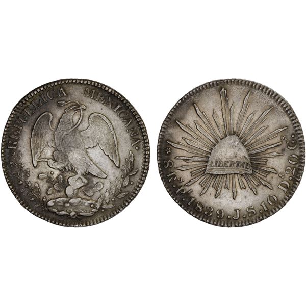 MEXICO: Republic, AR 8 reales (26.95g), San Luis Potosi, 1839-Pi, Choice XF