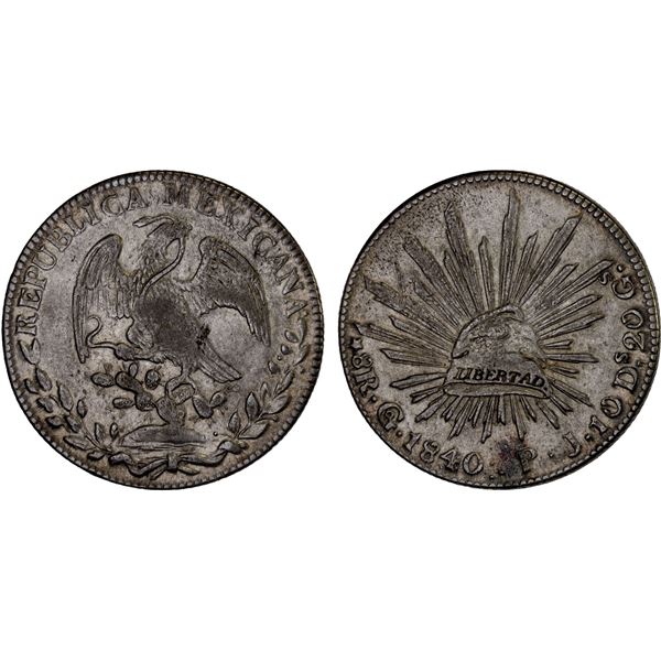 MEXICO: Republic, AR 8 reales (27.03g), Guanajuato, 1840/30-Go, XF