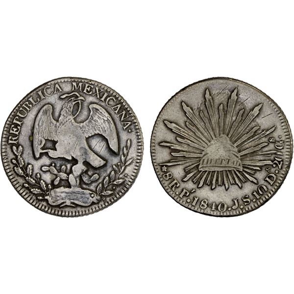 MEXICO: Republic, AR 8 reales (26.76g), San Luis Potosi, 1840-Pi, Choice XF
