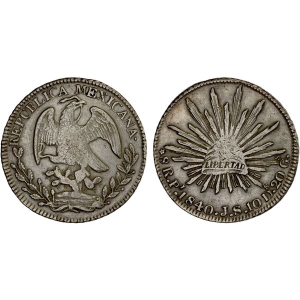 MEXICO: Republic, AR 8 reales (26.89g), San Luis Potosi, 1840-Pi, VF-XF