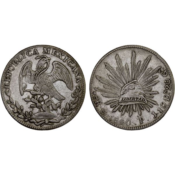 MEXICO: Republic, AR 8 reales (26.81g), Guanajuato, 1840/30-Go, Choice VF