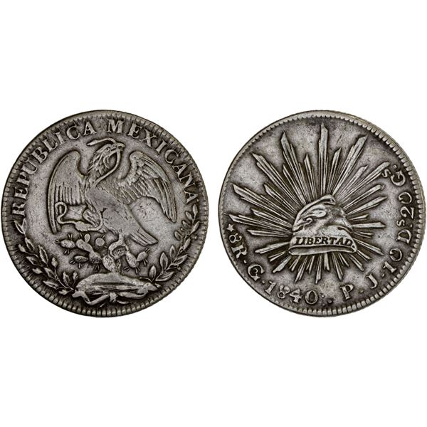 MEXICO: Republic, AR 8 reales (27.00g), Guanajuato, 1840/30-Go, F-VF