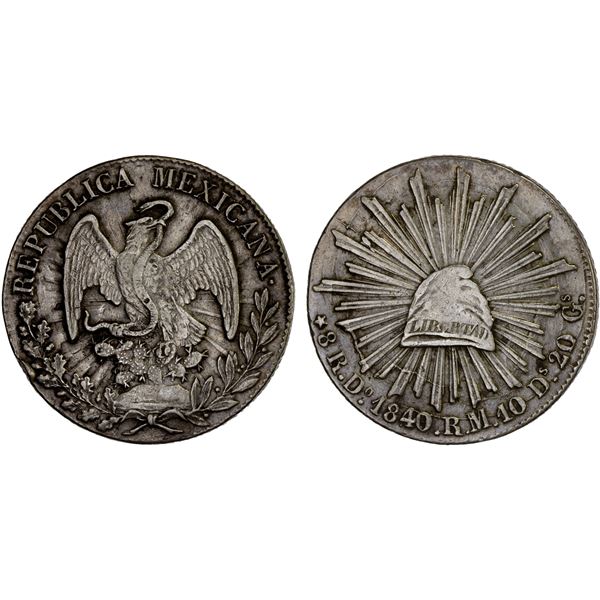 MEXICO: Republic, AR 8 reales (27.30g), 1840/39/1-Do, XF