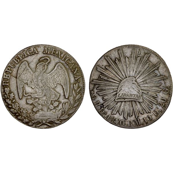 MEXICO: Republic, AR 8 reales (27.34g), 1840/39/1-Do, VF