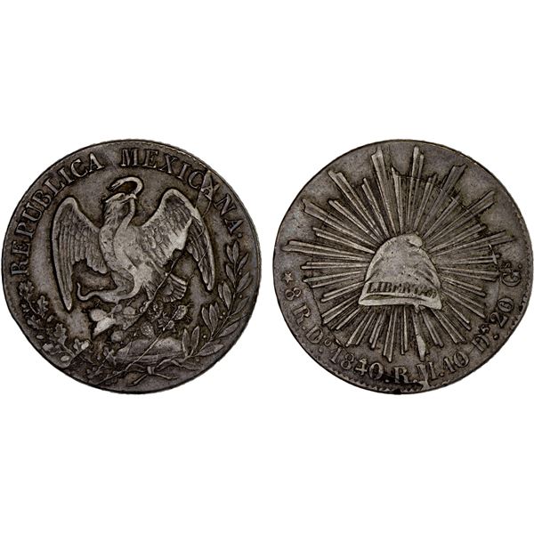 MEXICO: Republic, AR 8 reales (28.15g), 1840/39/1-Do, VF
