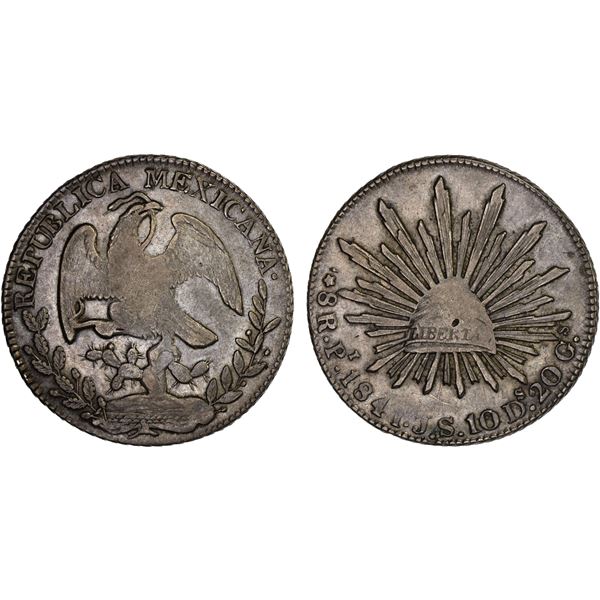 MEXICO: Republic, AR 8 reales (26.79g), San Luis Potosi, 1841-Pi, XF