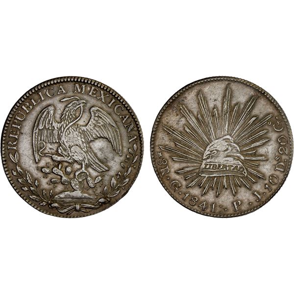 MEXICO: Republic, AR 8 reales (26.77g), Guanajuato, 1841-Go, XF