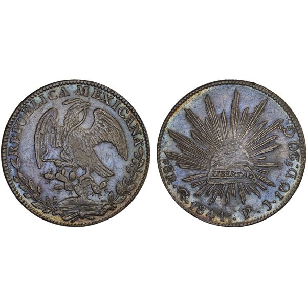 MEXICO: Republic, AR 8 reales (26.82g), Guanajuato, 1841-Go, XF-AU
