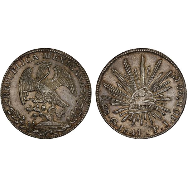 MEXICO: Republic, AR 8 reales (26.82g), Guanajuato, 1841-Go, XF-AU