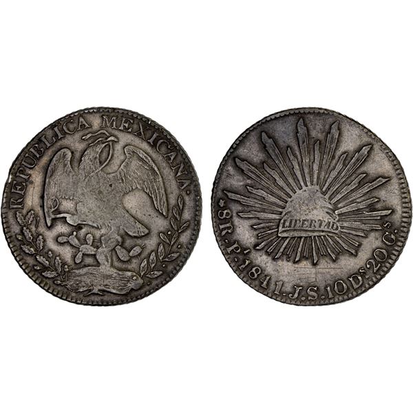 MEXICO: Republic, AR 8 reales (26.86g), San Luis Potosi, 1841-Pi, VF-XF