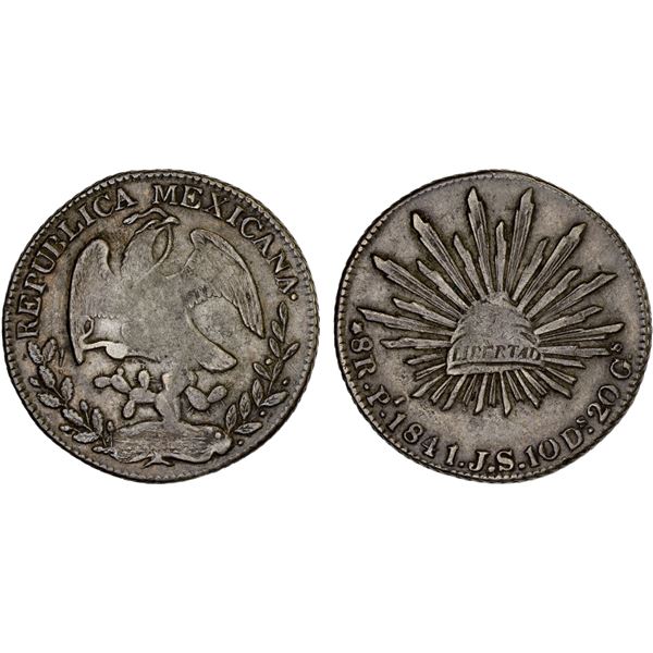 MEXICO: Republic, AR 8 reales (26.88g), San Luis Potosi, 1841-Pi, Choice VF