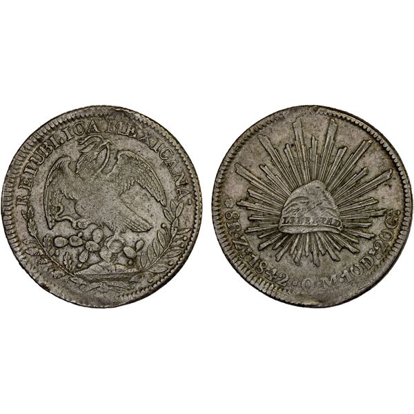 MEXICO: Republic, AR 8 reales (27.10g), Zacatecas, 1842-Zs, XF