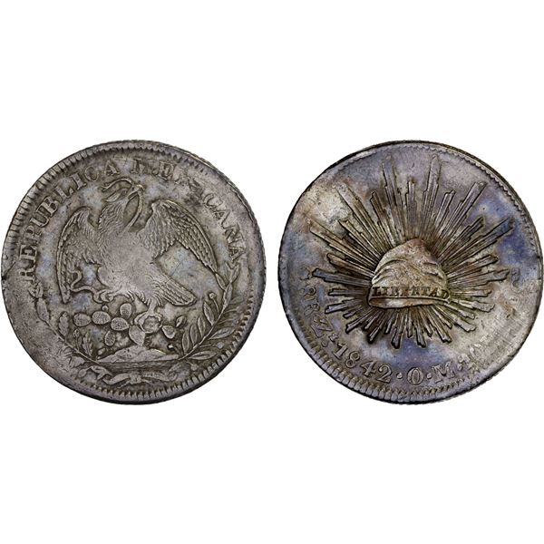 MEXICO: Republic, AR 8 reales (26.85g), Zacatecas, 1842-Zs, XF