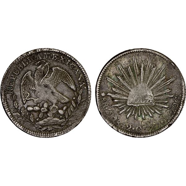 MEXICO: Republic, AR 8 reales (26.87g), Zacatecas, 1842-Zs, Crude XF