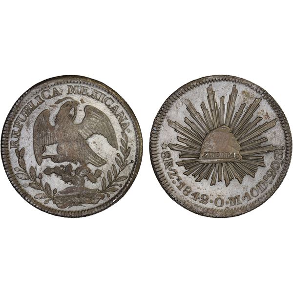 MEXICO: Republic, AR 8 reales (27.08g), Zacatecas, 1842-Zs, XF-AU