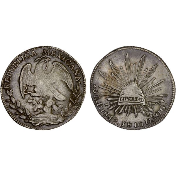 MEXICO: Republic, AR 8 reales (26.83g), San Luis Potosi, 1842-Pi, XF