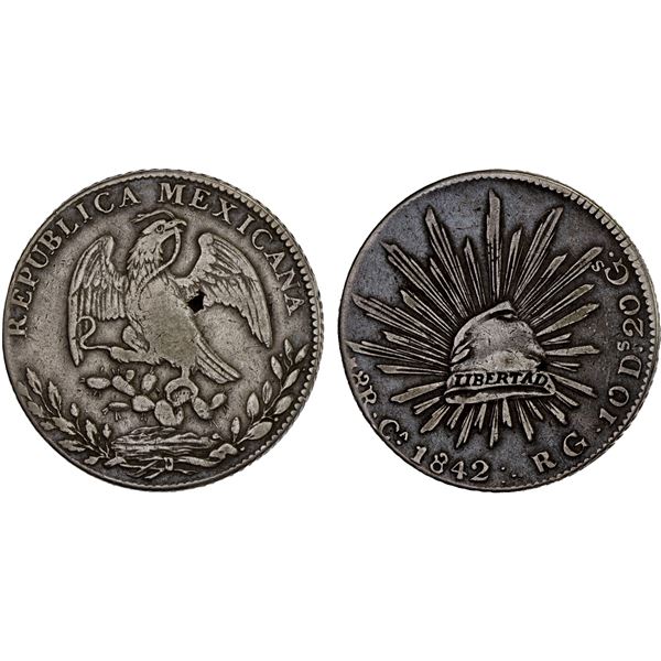 MEXICO: Republic, AR 8 reales (28.69g), Chihuahua, 1842-Ca, F-VF