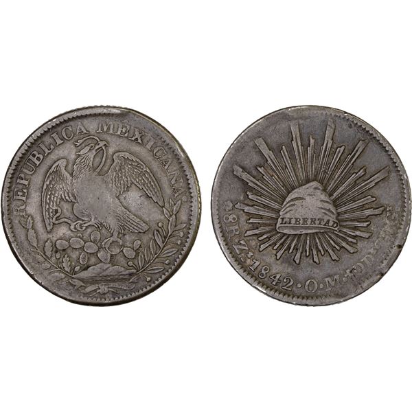 MEXICO: Republic, AR 8 reales (26.58g), Zacatecas, 1842-Zs, F-VF