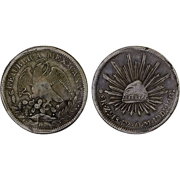 MEXICO: Republic, AR 8 reales (26.96g), Zacatecas, 1842-Zs, F-VF