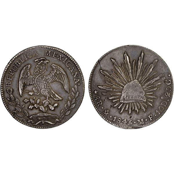 MEXICO: Republic, AR 8 reales (26.93g), Mexico City, 1845-Mo, XF