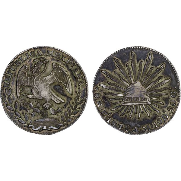 MEXICO: Republic, AR 8 reales (27.04g), San Luis Potosi, 1845-Pi, VF-XF