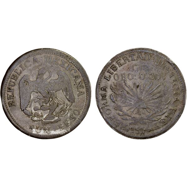 MEXICO: Revolutionary Issue, EL peso (12.93g), Guerrero, 1914-Gro, VF
