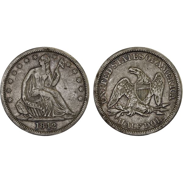 UNITED STATES: AR half dollar, 1842, VF