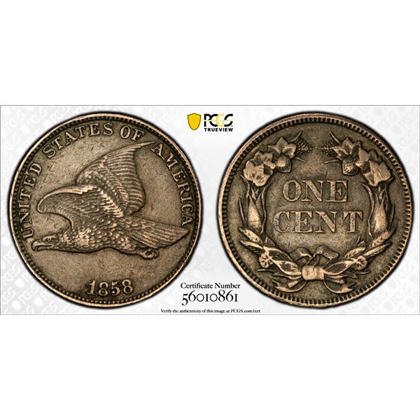 UNITED STATES: 1 cent, 1858, PCGS EF45