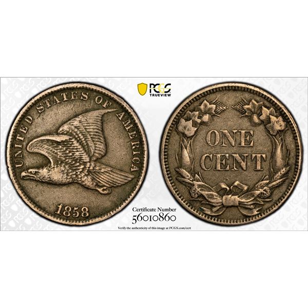 UNITED STATES: 1 cent, 1858, PCGS EF40