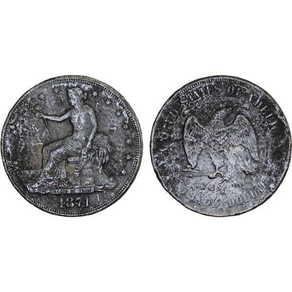 UNITED STATES:  AR trade dollar, 1874, VF