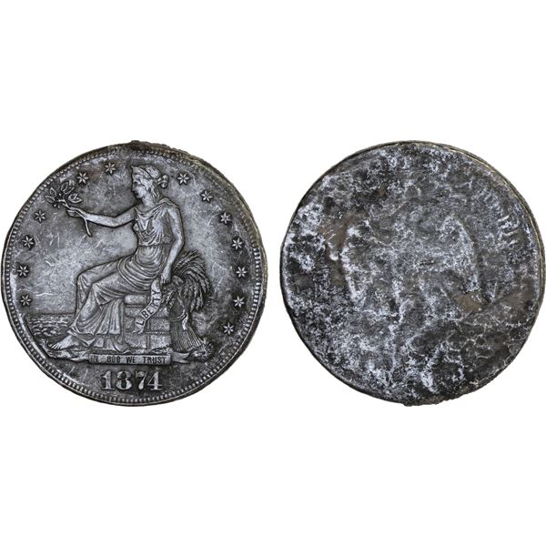 UNITED STATES:  AR trade dollar, 1874, VF