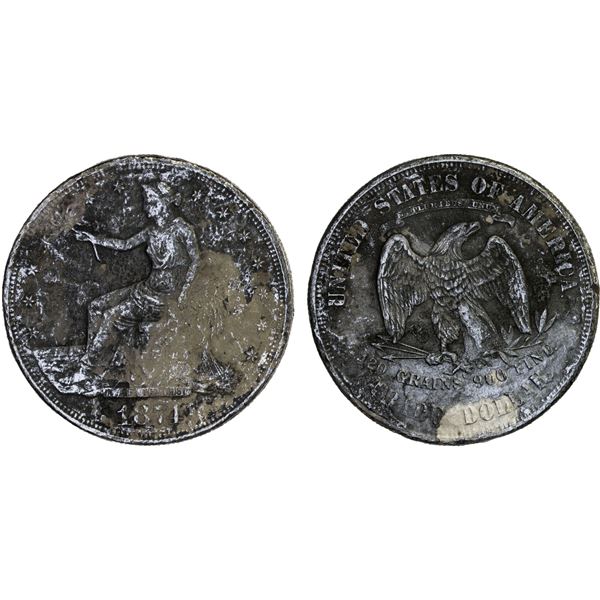 UNITED STATES:  AR trade dollar, 1874, VG