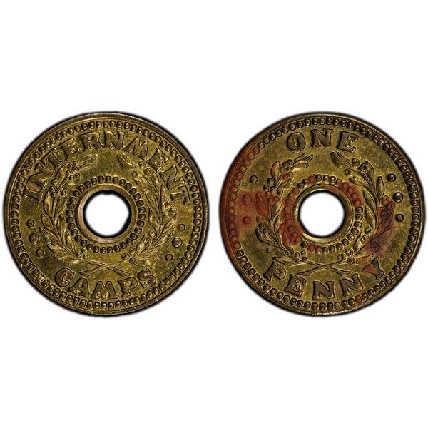 AUSTRALIA: brass penny, ND (1941), PCGS Unc details